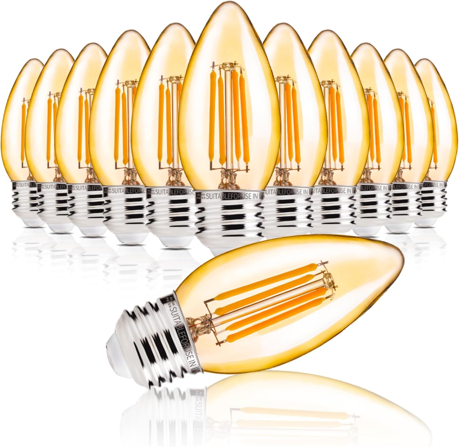 ALAMPEVER 12 Pack Chandelier Light Bulbs 100W Equivalent, 800LM E26 Edison Bulb, Dimmable LED Light Bulb, 2700K Soft White, B11 Type, 5.5W, Ideal for Living Room, Bedroom, Dining Room