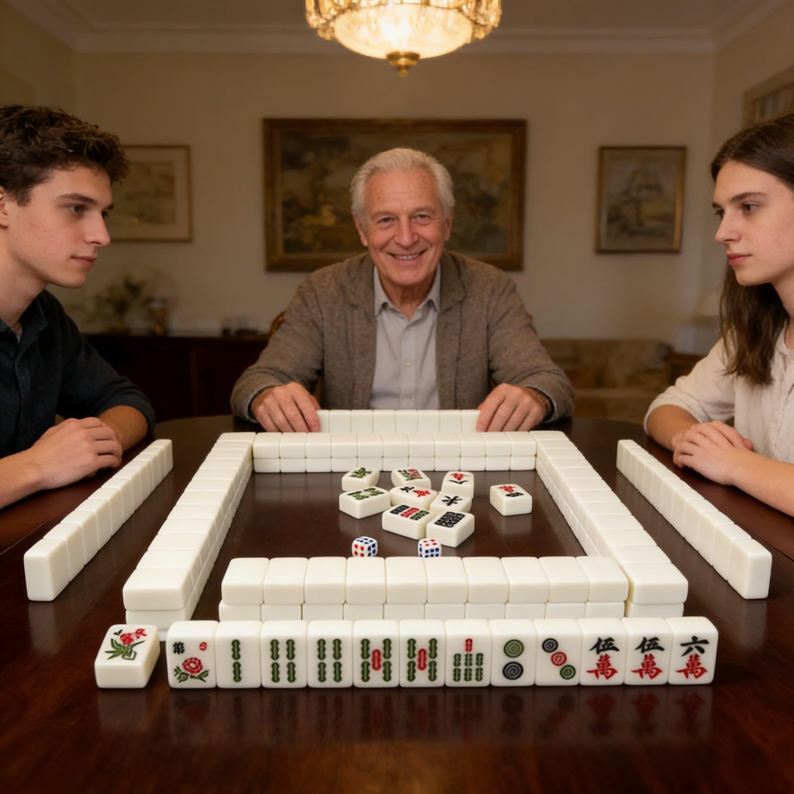 Lernspielzeug Klassisches Mahjong mit vollständigen Spielsteinen ideal für den Spieleabend mit der Familie und zur Förderung der Fähigkeiten. Spielzeug-88