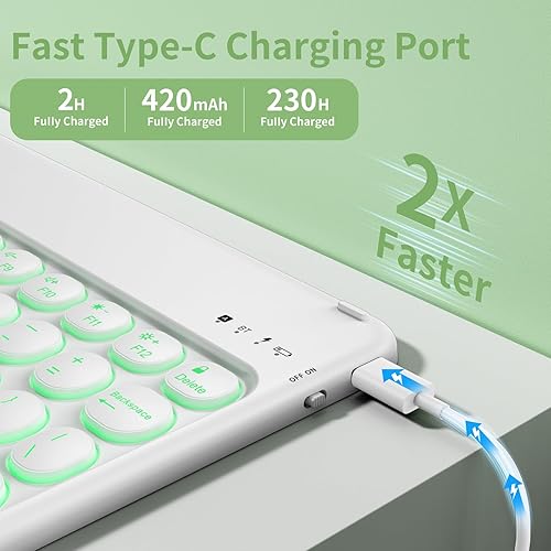 Miniatura 50 de aoub Funda para iPad de 9ª/8ª/7ª generación de 10.2 pulgadas, funda de teclado Bluetooth inalámbrica desmontable, funda trasera de TPU suave