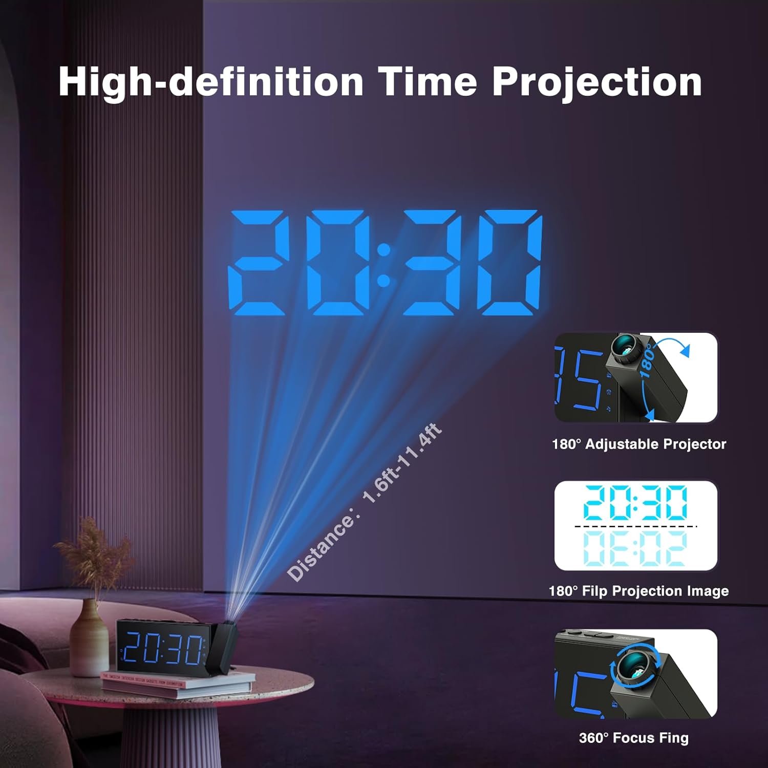 Mesqool 2 Pack White Digits Clock Radio+Blue Digits Clock Radio