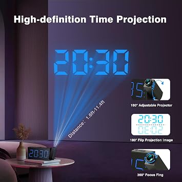 Mesqool 2 Pack White Digits Clock Radio+Blue Digits Clock Radio