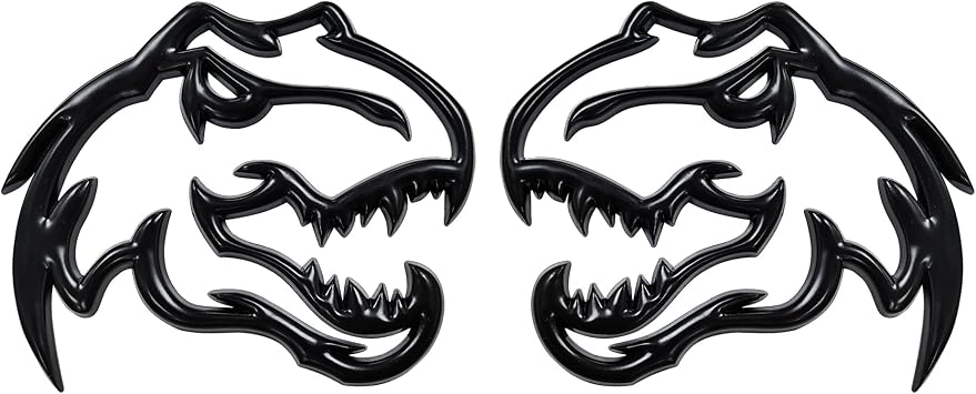 Dinosaur Emblem, A Pair Dinosaur Graphic Badge Fits for RAM TRX 1500 Stick it Anywhere Black