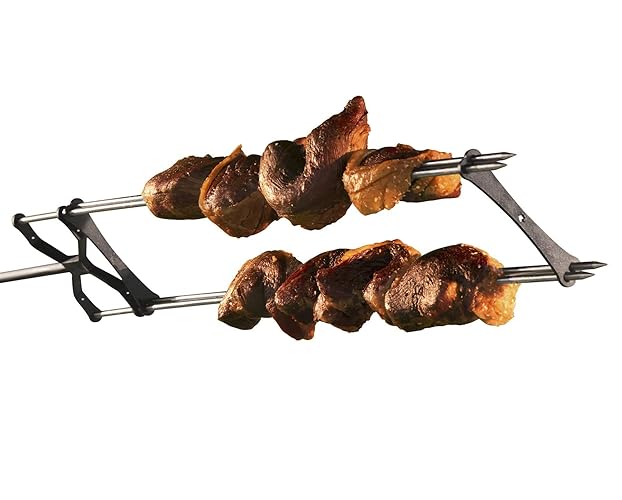 KANKA Grill Shish Kebab & Brazilian BBQ Accessory – 2 Additional 28-inch Long Food Grade Stainless Steel Skewers for Rotisserie & Meat Grilling Includes Carbon Steel Plates