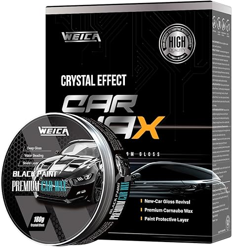 Weika - Cera para auto, negro sólido para autos negros, limpiador de cera de carnauba, resistencia a los arañazos, revestimiento de cerámica, 6.35