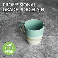 Vista 3 de Bosmarlin Ceramic Coffee Mug Set of 4, 17 Oz, Coffee Cups with Big Handle, Microwave Safe, Unique Reactive Glaze Mint Green