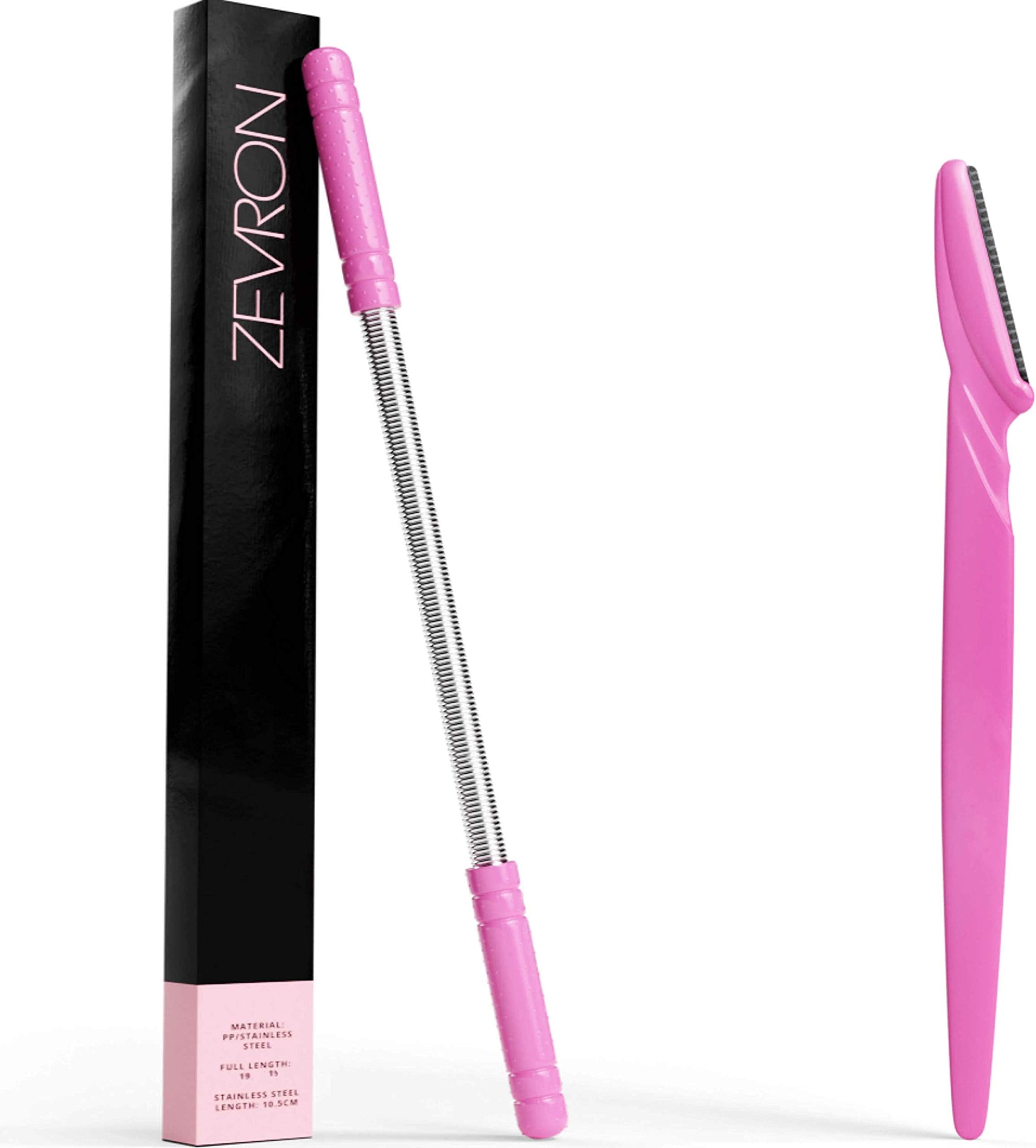 Zevron Flawless Facial Hair Remover Women - Hair Removal Tool For Cheeks, Lips, Neck - Silver Epilator Wand with Dermaplaning Blades for Face