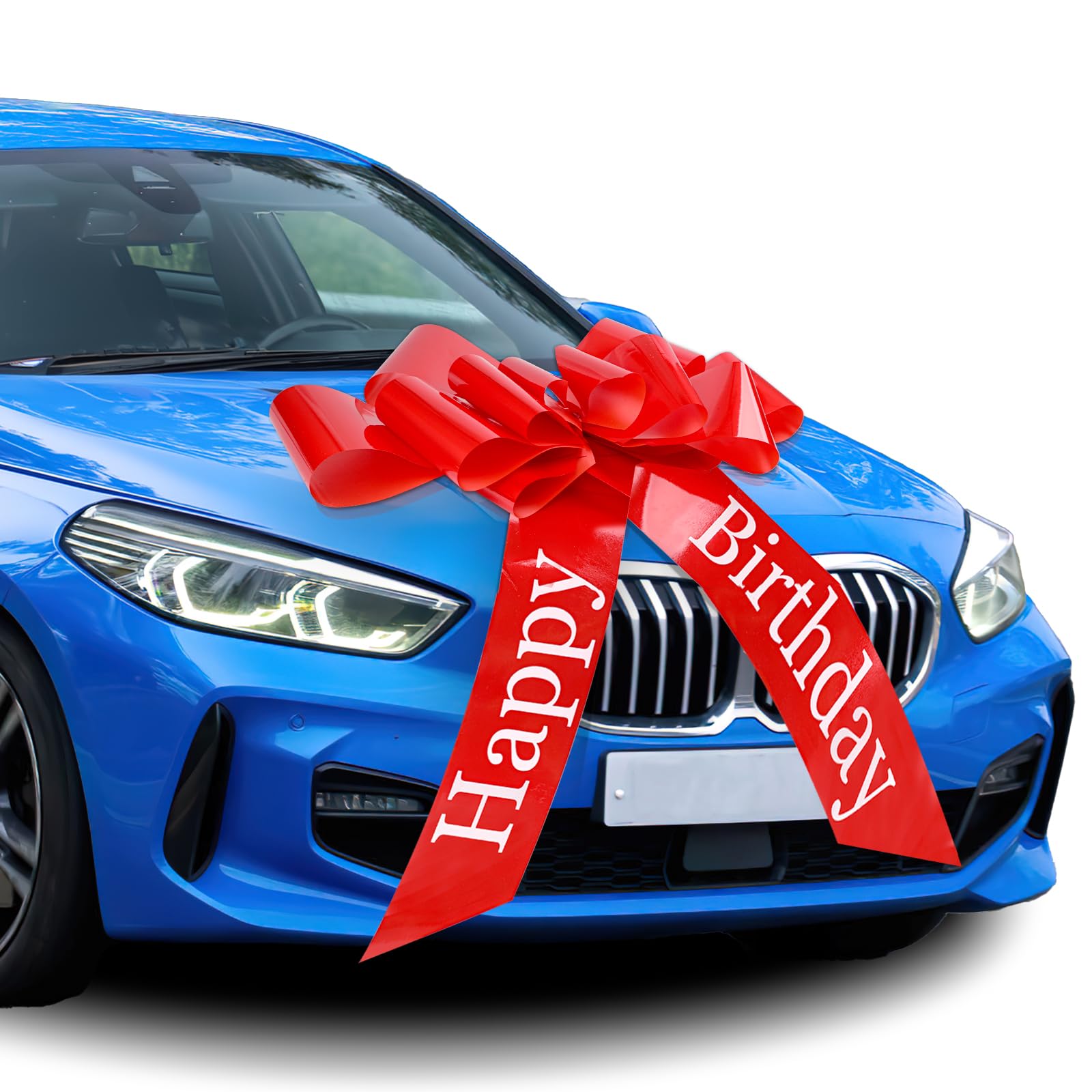 Moosono Large Red Bow for Car, Gift Bow, Large, Giant Car Bow, Car Bow for Bicycle and Bow with Suction Cup, 18th Birthday Car (23 inches Happy Birthday)-image-9