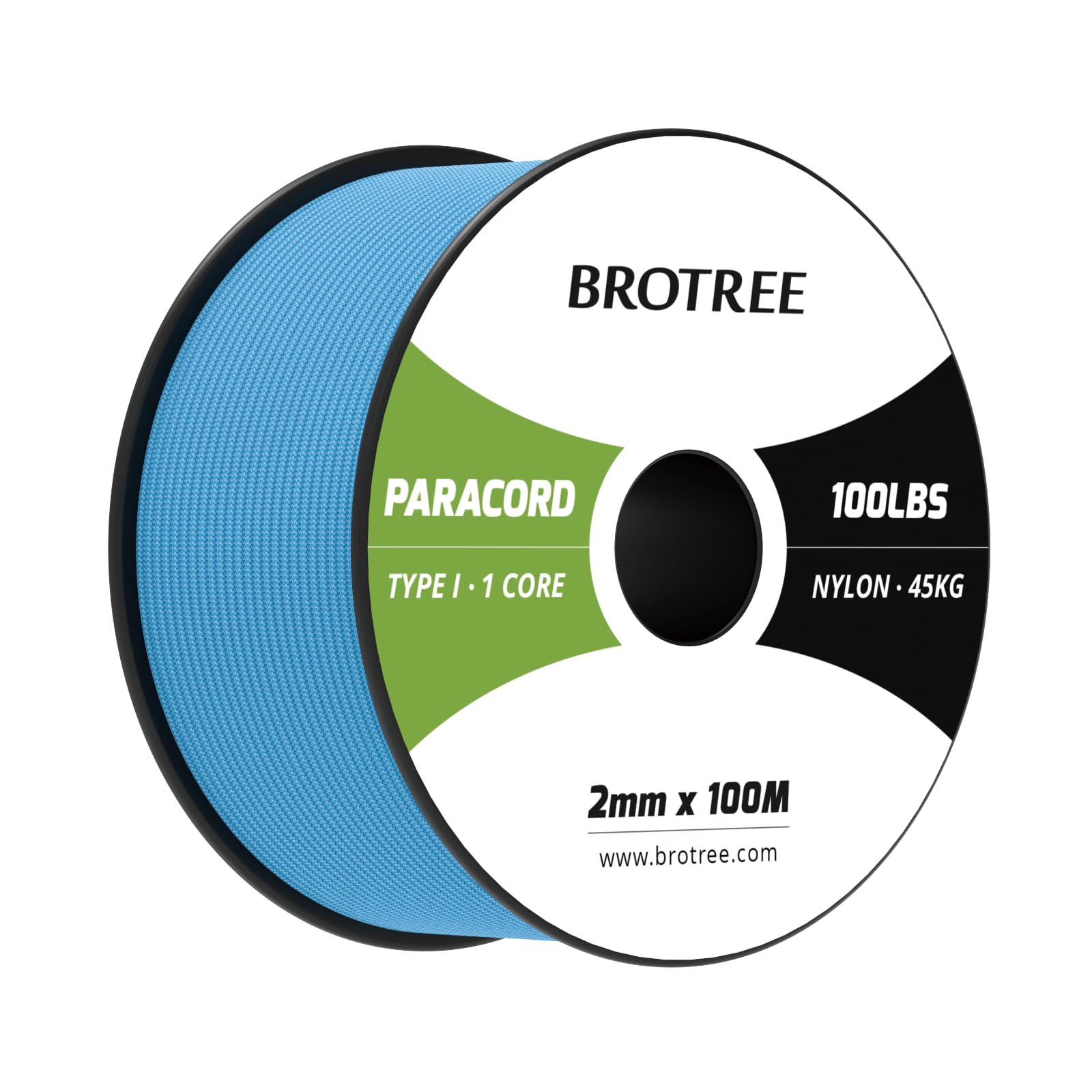 Brotree Paracord 2mm 100M 100% Nylon Rope 1 Strand Parachute Cord for Outdoor, Craft, DIY - 45kg Breaking Load (Sky Blue)