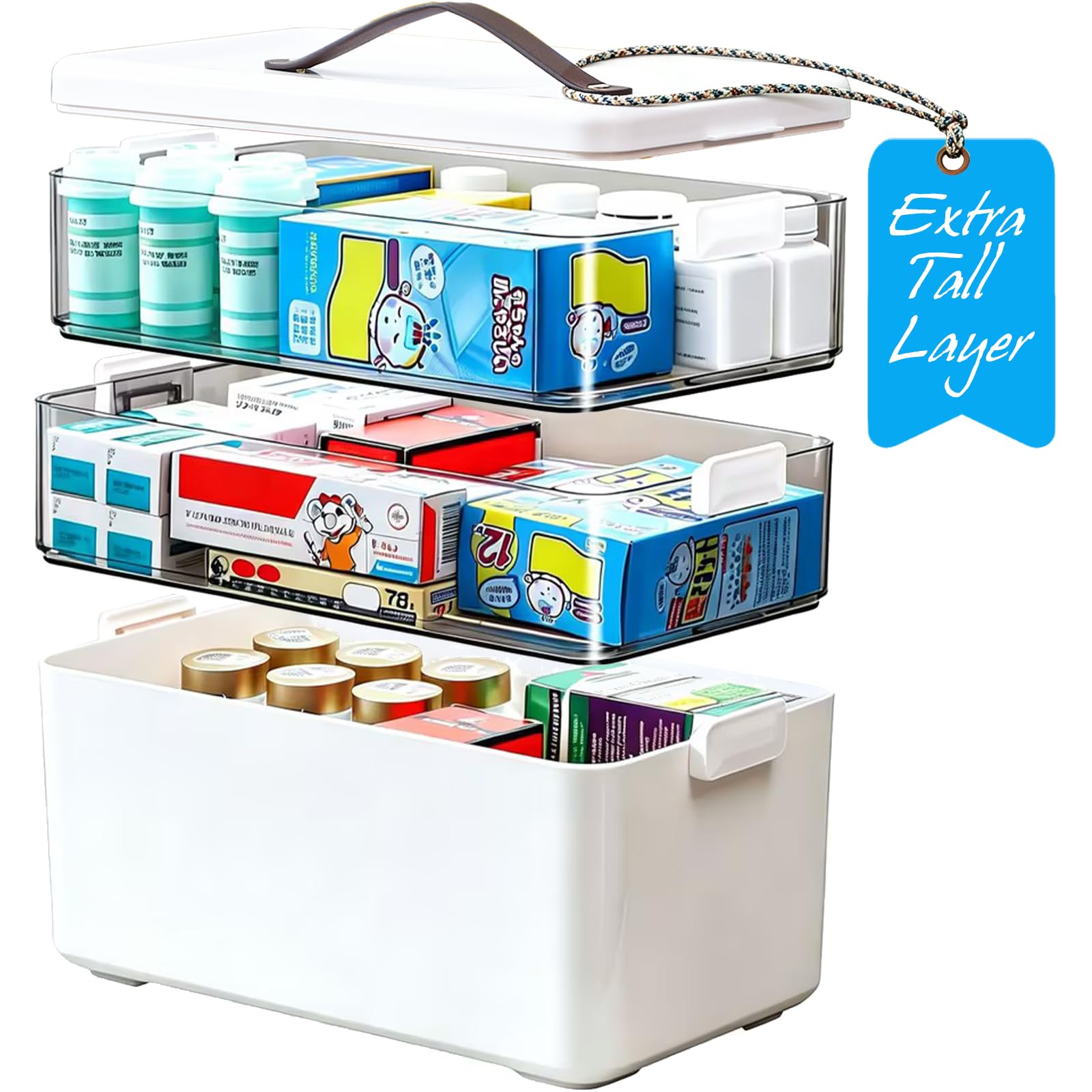 Clemate 3-Tier Extra Tall Medicine Organizer