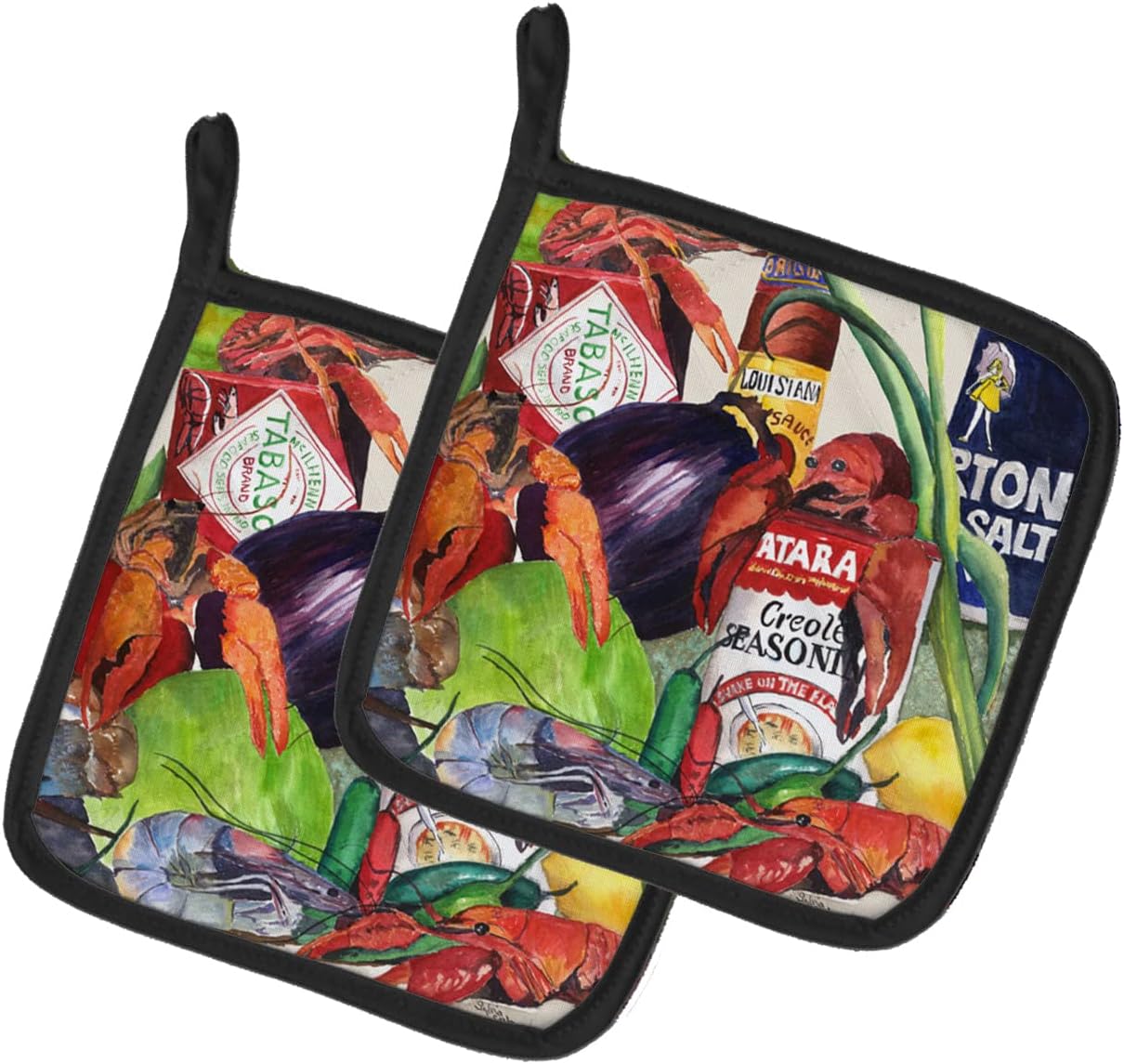 Caroline's Treasures 8540-2PTHD Louisiana Spices Pair of Pot Holders Kitchen Heat Resistant Pot Holders Sets Oven Hot Pads for Cooking Baking BBQ, 7 1/2 x 7 1/2