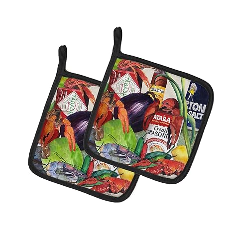 Caroline's Treasures Louisiana Spices Pair of Pot Holders 8540-2PTHD, 7.5HX7.5W, Multicolor
