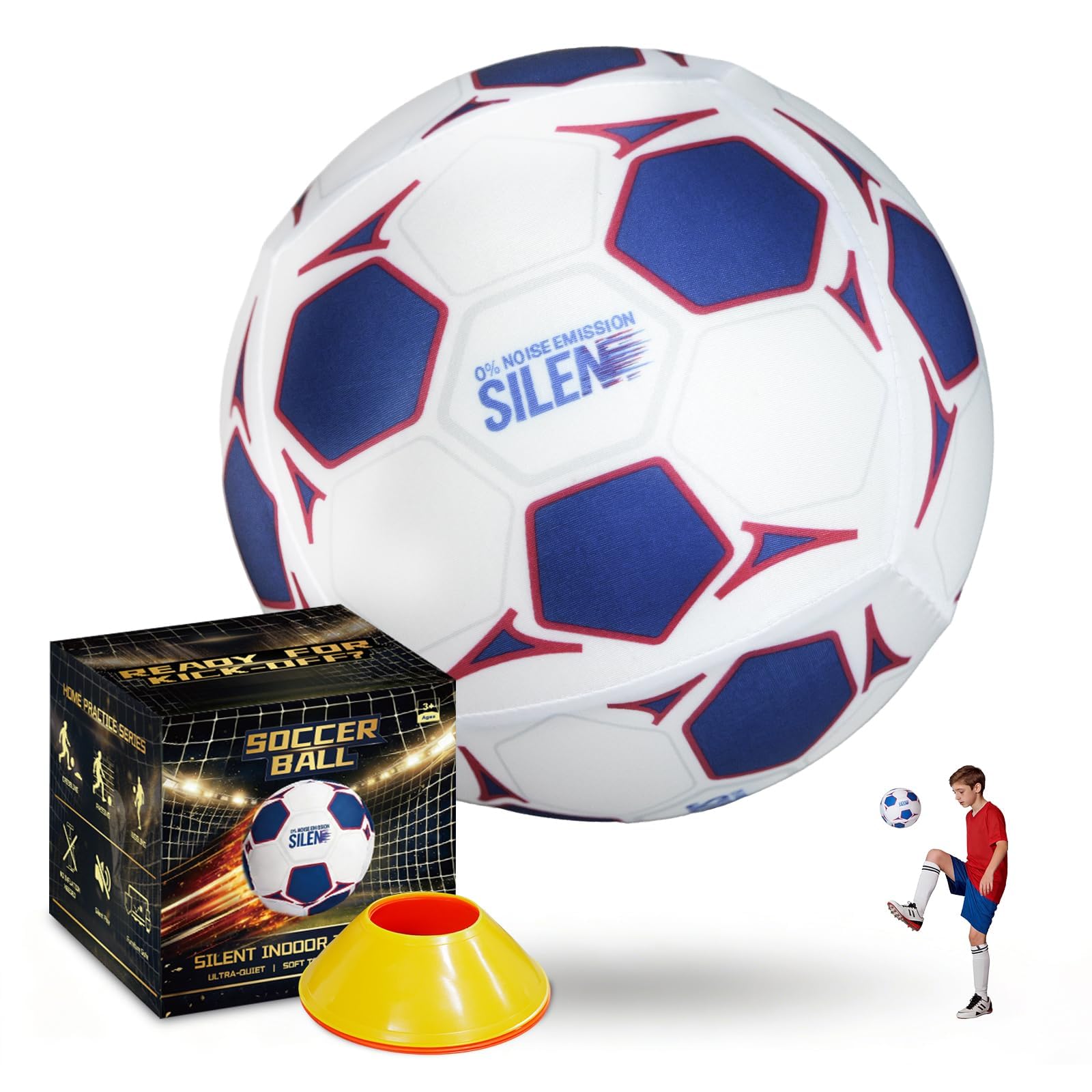 Indoor Football Training Ball Size 5 - The House Ball – Soft Foam Football for Indoor Training, Airless Indoor Ball for Children and Adults, Gift for Football Fans Boys 8–12 & Girls