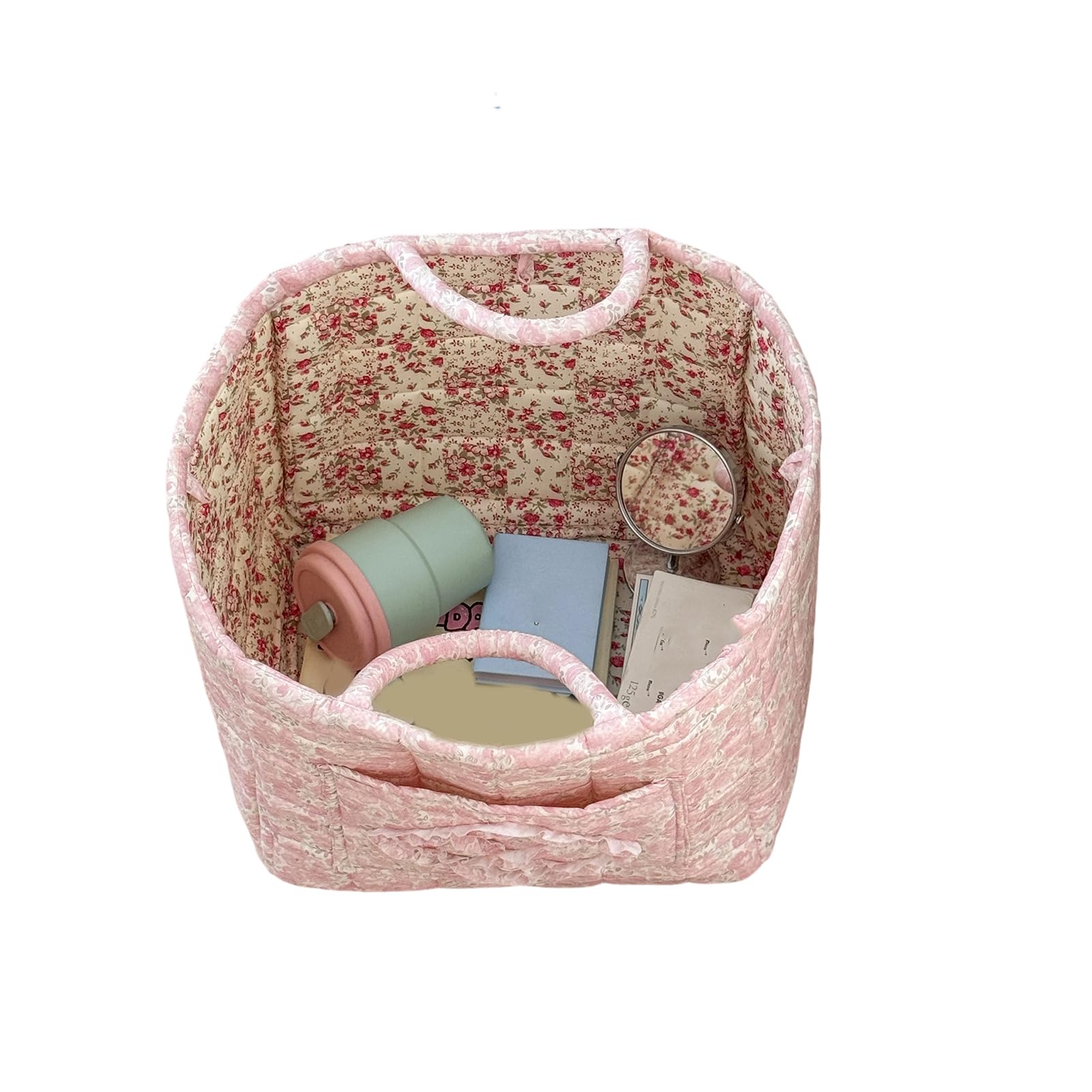 Panier en coton floral boîte rangement portable pliable gain d'espace