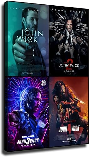 John Wick - Póster de la película Capítulo 1, 2, 3, 4, Keanu Charles Reeves, protagonizada por pinturas artísticas de pared para sala de estar,