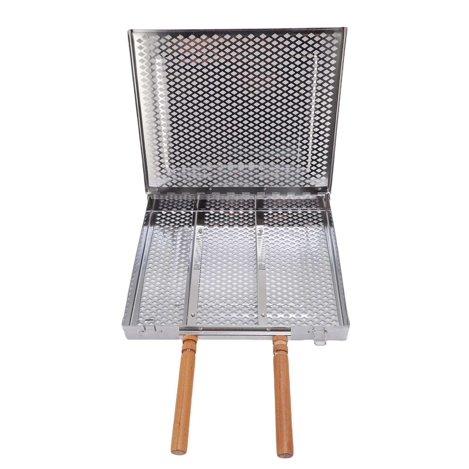 Asixxsix Cestino per Griglia, Cestino per Griglie per Barbecue in Acciaio Inossidabile con Divisori Staccabili, Strumenti di Accessori per Barbecue per Carne di Gamberi, Canotta (doppia maniglia)
