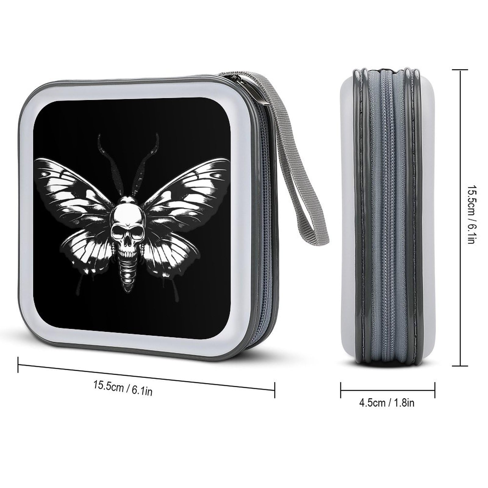Death's Head Moth CD Case Plastic DVD Case Holder Wallet Disc Storage Organizer for Car Travel