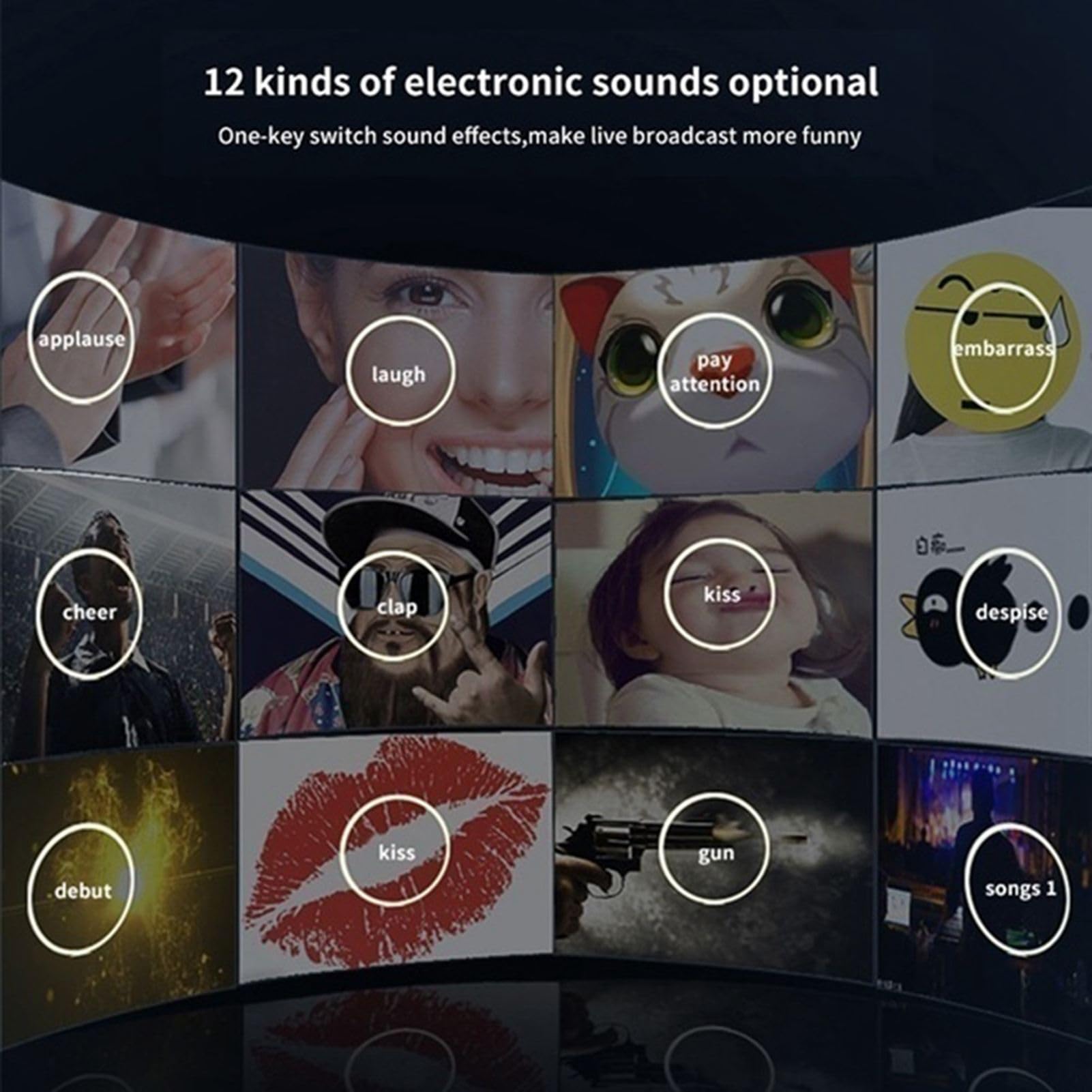HUIOP Scheda Audio dal Vivo Multifunzionale BM800 Set di microfoni Apparecchiature di Registrazione Audio (Nero e Argento),Sound Card Microphone Set