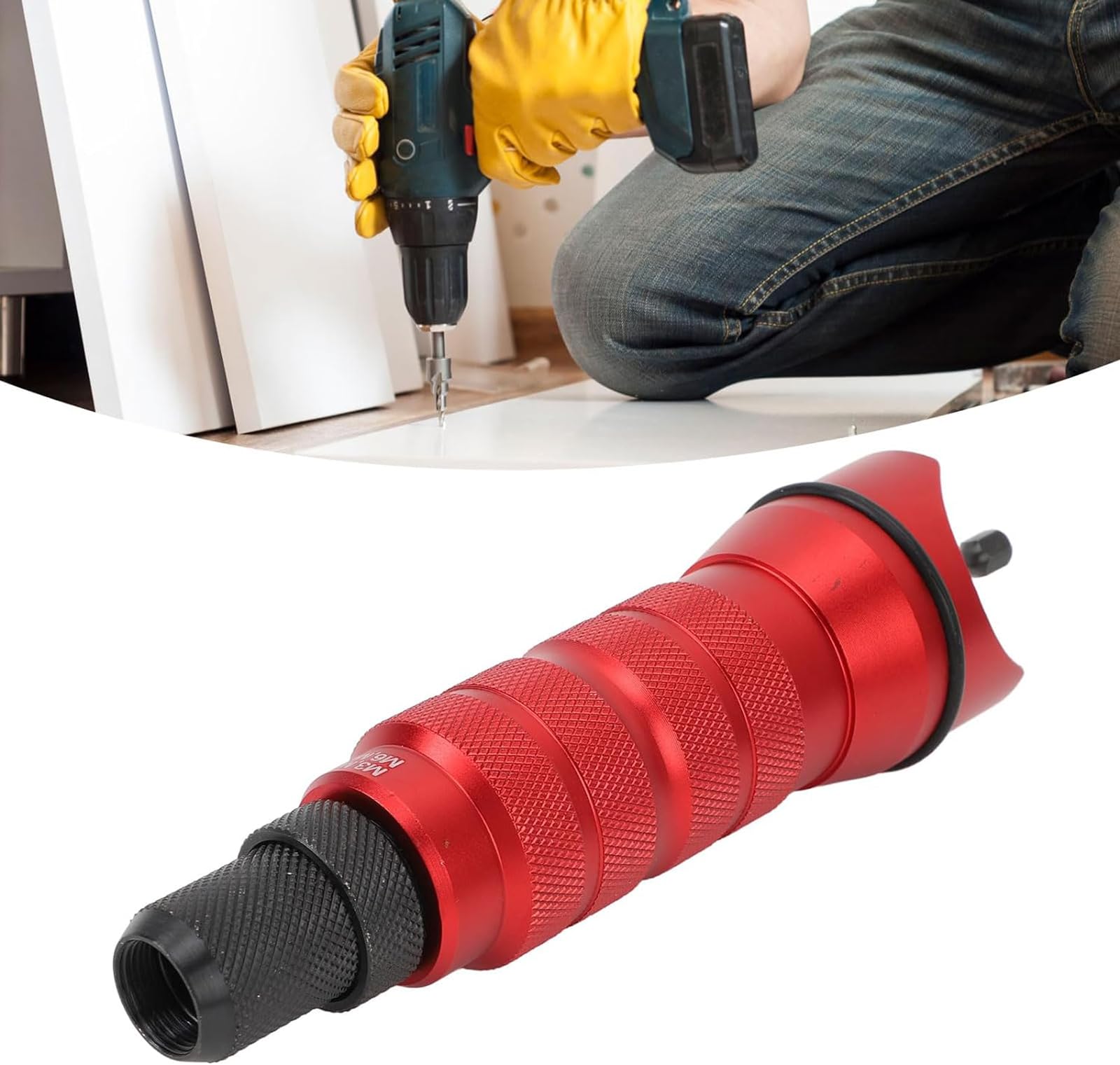 CUSMA Adaptador De Pistola Remachadora para Taladro Eléctrico, Adaptador De Pistola Remachadora Inalámbrica con 6 Cabezales Intercambiables, Estuche De Transporte para Mantenimiento De La Instalación