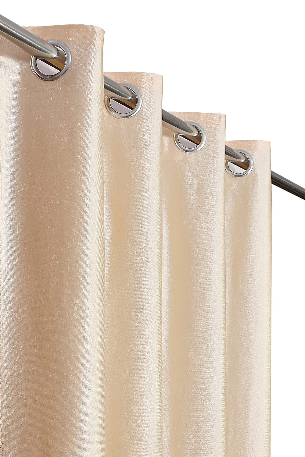 Polyresin Solid Window Pinch Pleat Opaque Curtains, 5 Feet, Beige, Cream, Pack Of 2, Pencil Pleat