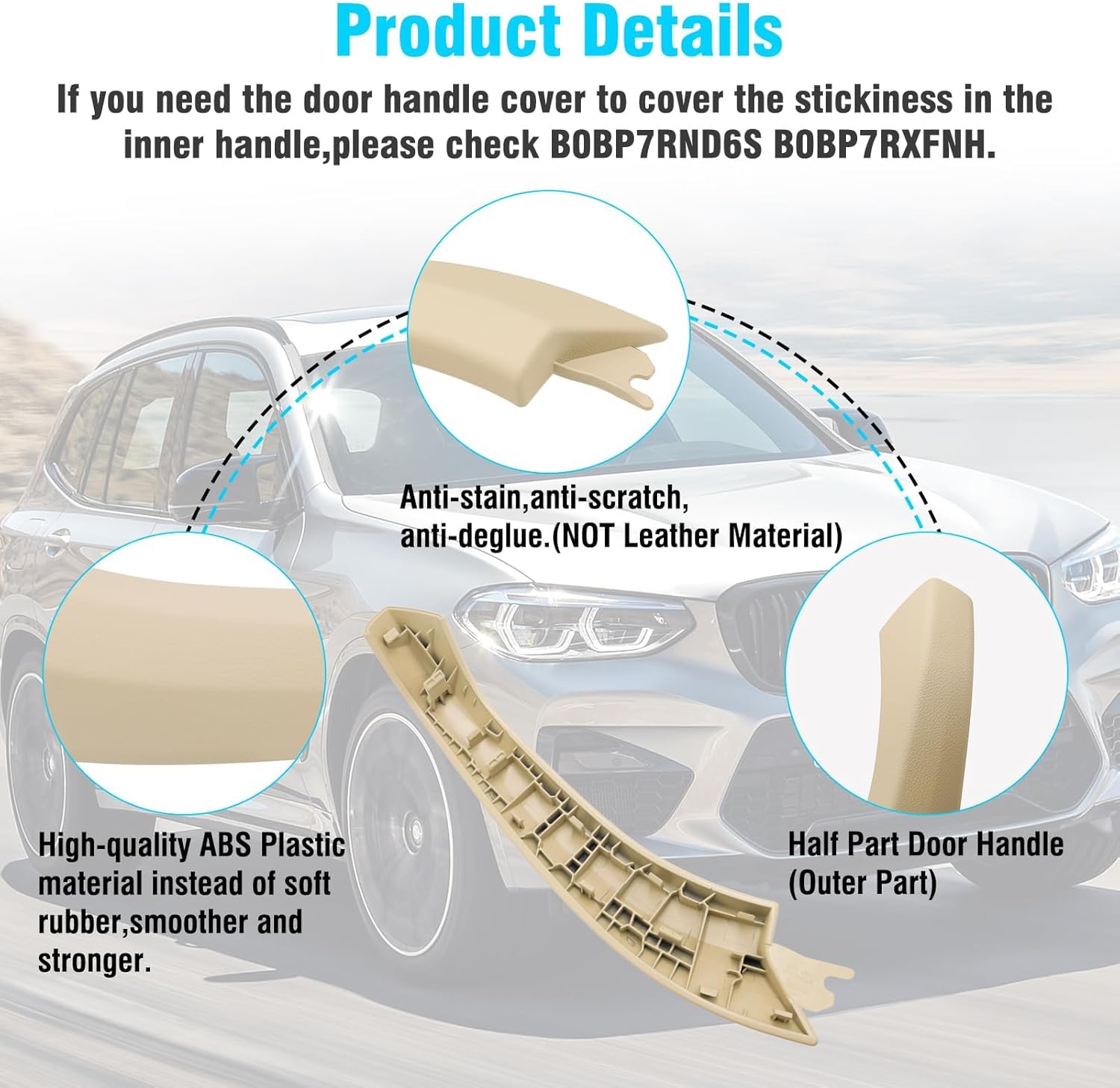Jaronx Compatible with BMW X3 G01/X4 G02 Door Handle Cover Replacement, 1PCS Left Front/Rear Interior Door Handle Outer Covers for X3 G01 2017-2024, X4 G02 2018-2024 (NOT Leather Material)