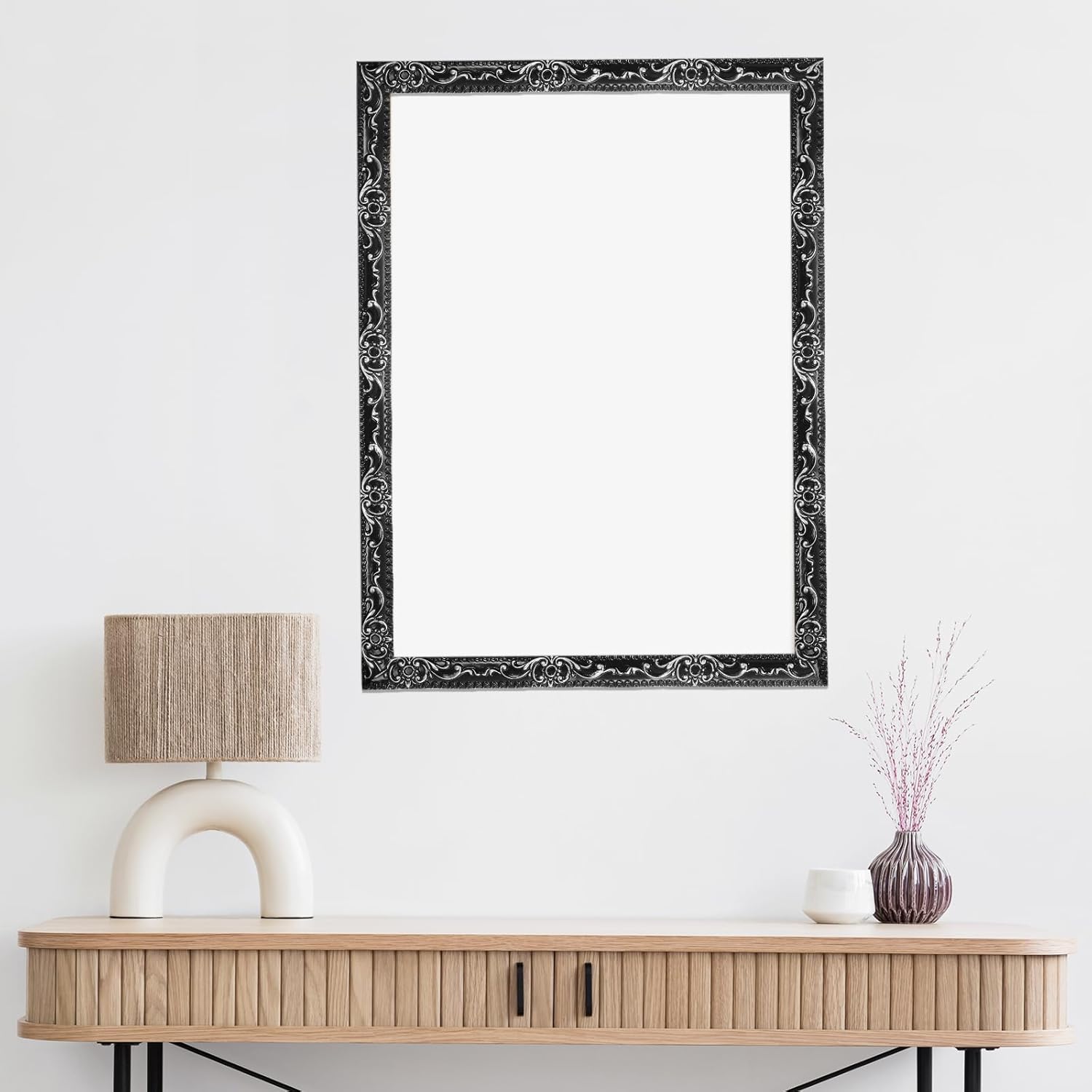 HARFINGTON Flexible Wall Trim 1.4" 16.4 Feet Self Adhesive DIY Peel and Stick Wall Molding Trim Flexible Caulk Strip for Ceiling Cabinet Mirror Home Decor, Black Silver