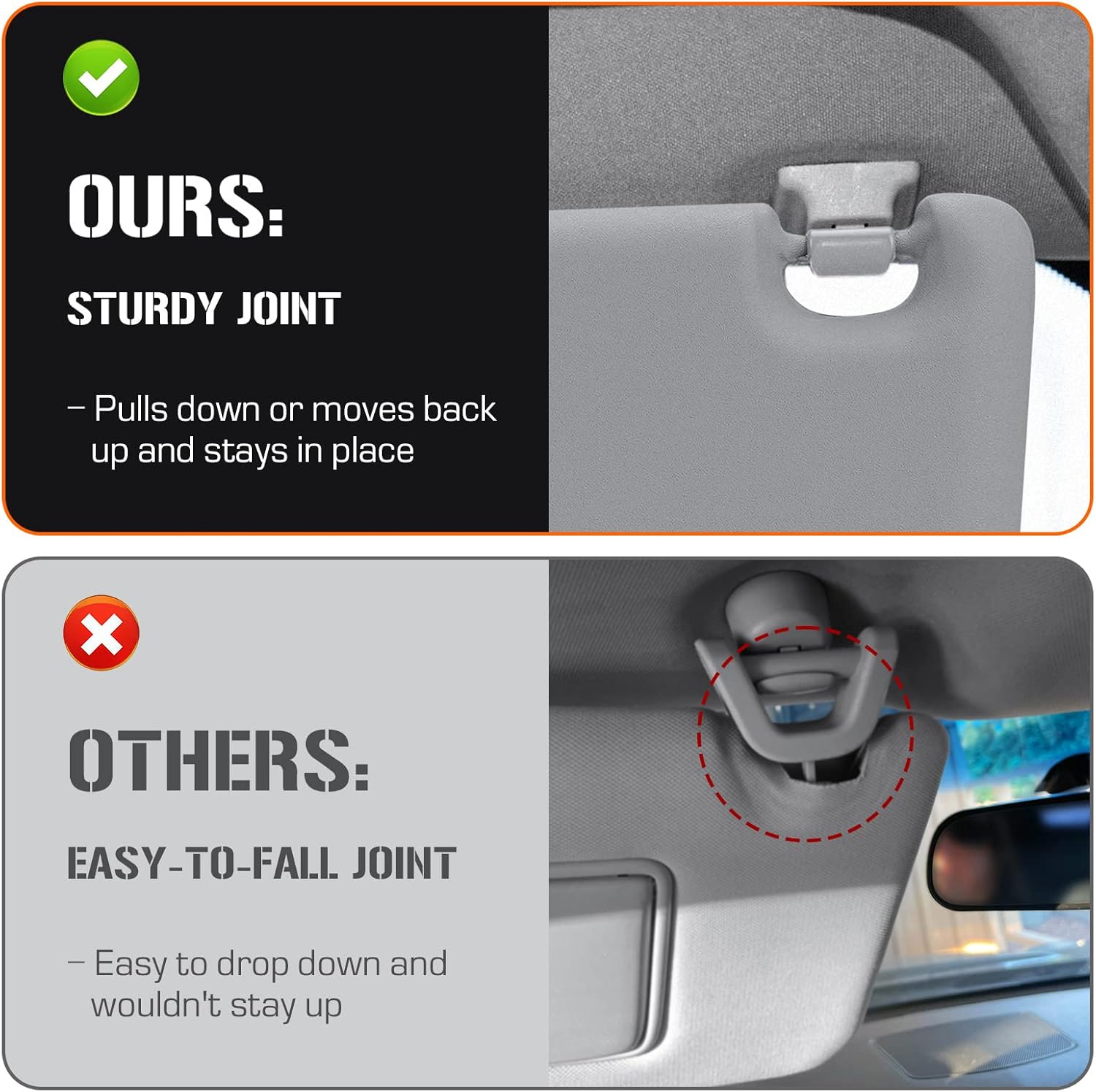 Left & Right Sun Visor with Light for 2006-2013 Toyota RAV4, Driver & Passenger Side Gray Sunvisor Replacement 74320-42501-B2, 74310-42452-B2