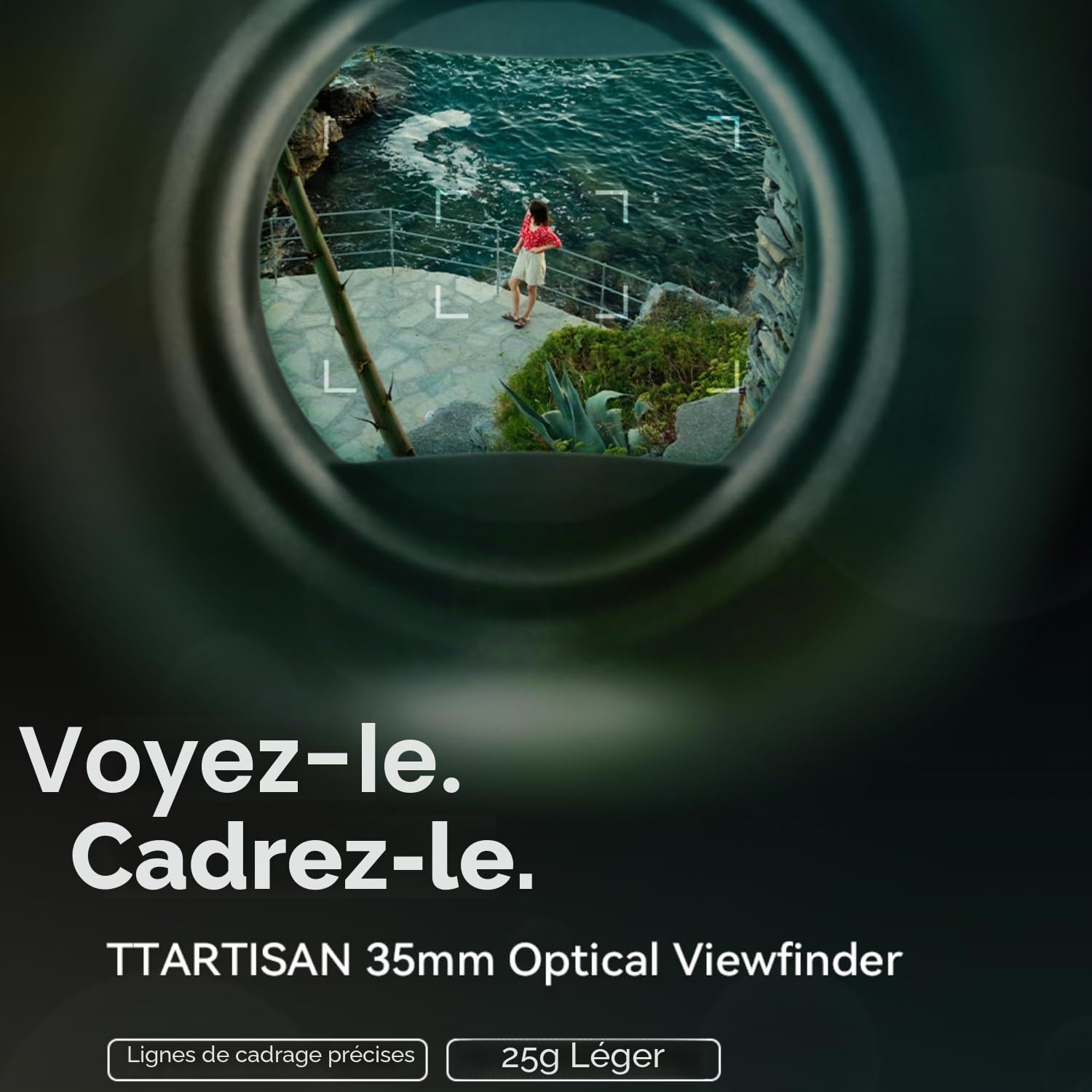 TTARTISAN Viseur optique de 35 mm pour appareil photo externe avec lignes de cadre de 35 mm, verre multicouche, boîtier en aluminium aéronautique, support de sabot flash, viseur léger de 25 g