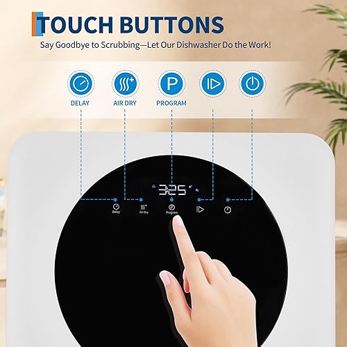 Miniatura 4 de Encimera portátil para lavavajillas con pantalla LED grande, no necesita plomería, tanque integrado de 5 litros y grifo de entrada doble, bomba