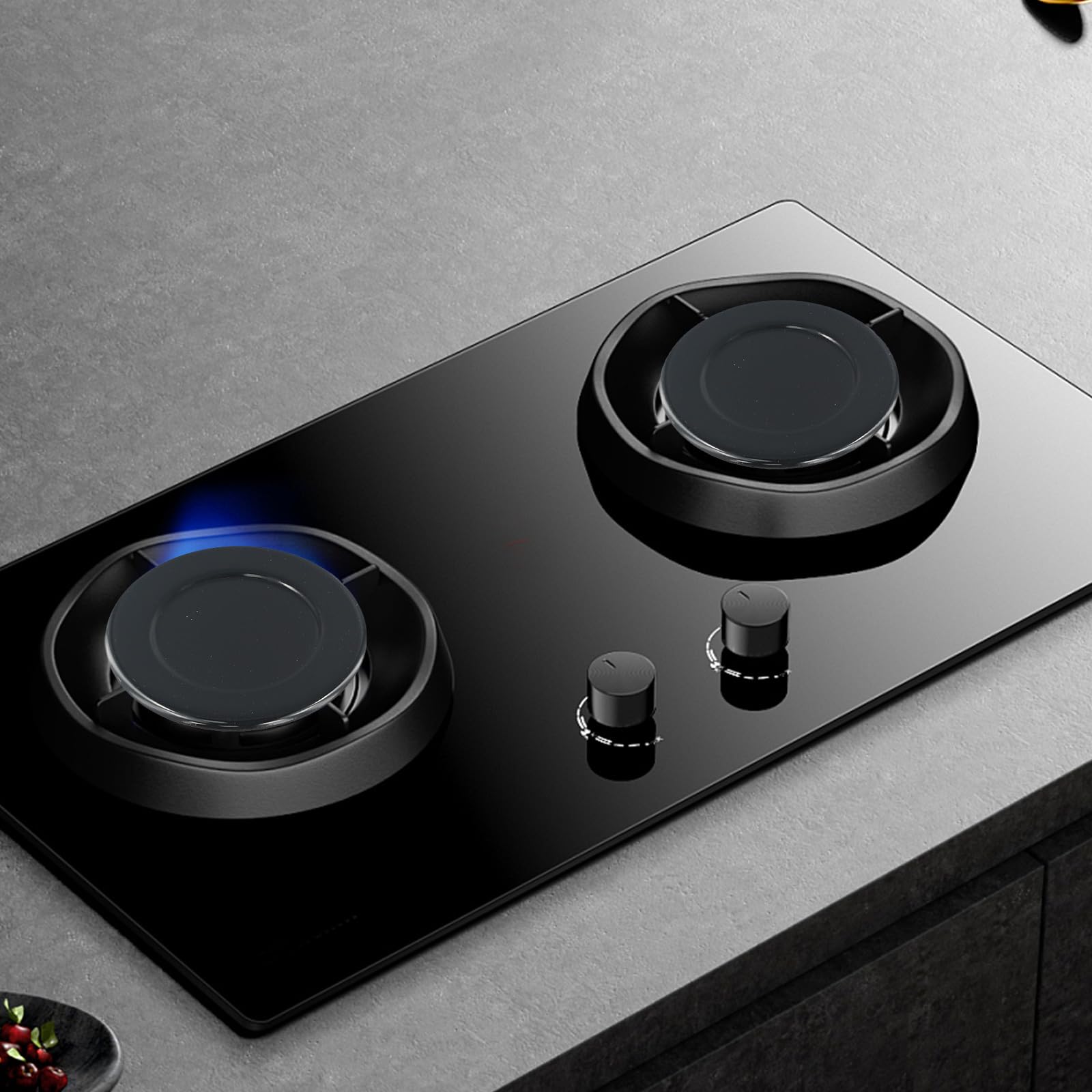 GANCEI Gasbrenner-Kappen Set - 55mm, 75mm, 100mm, Eisen/Aluminium, Schwarz, Flach