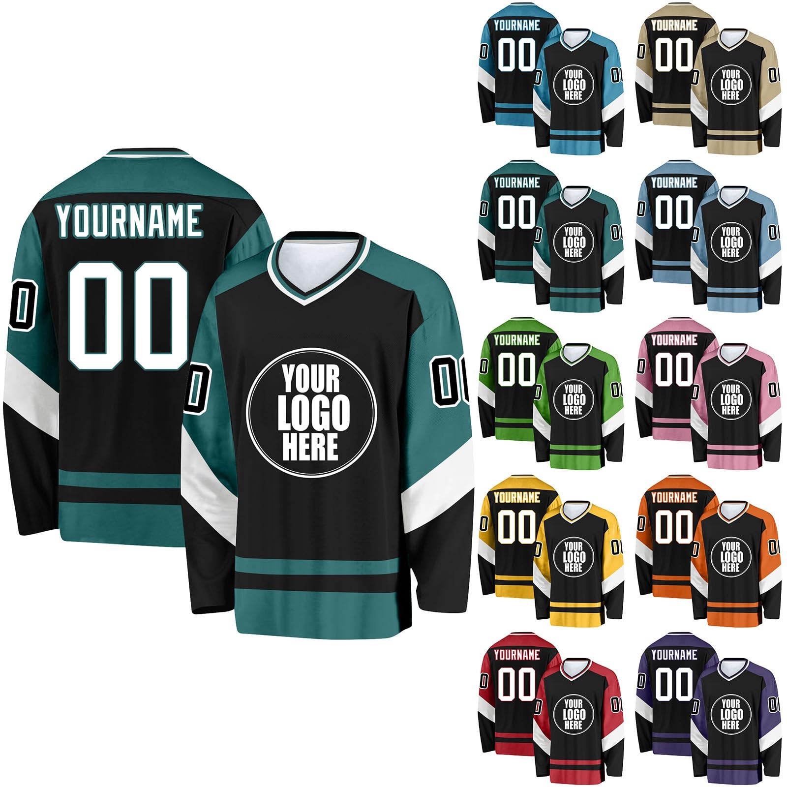 Camisetas de Hockey sobre Hielo Personalizadas con tu Nombre, Equipo y Número