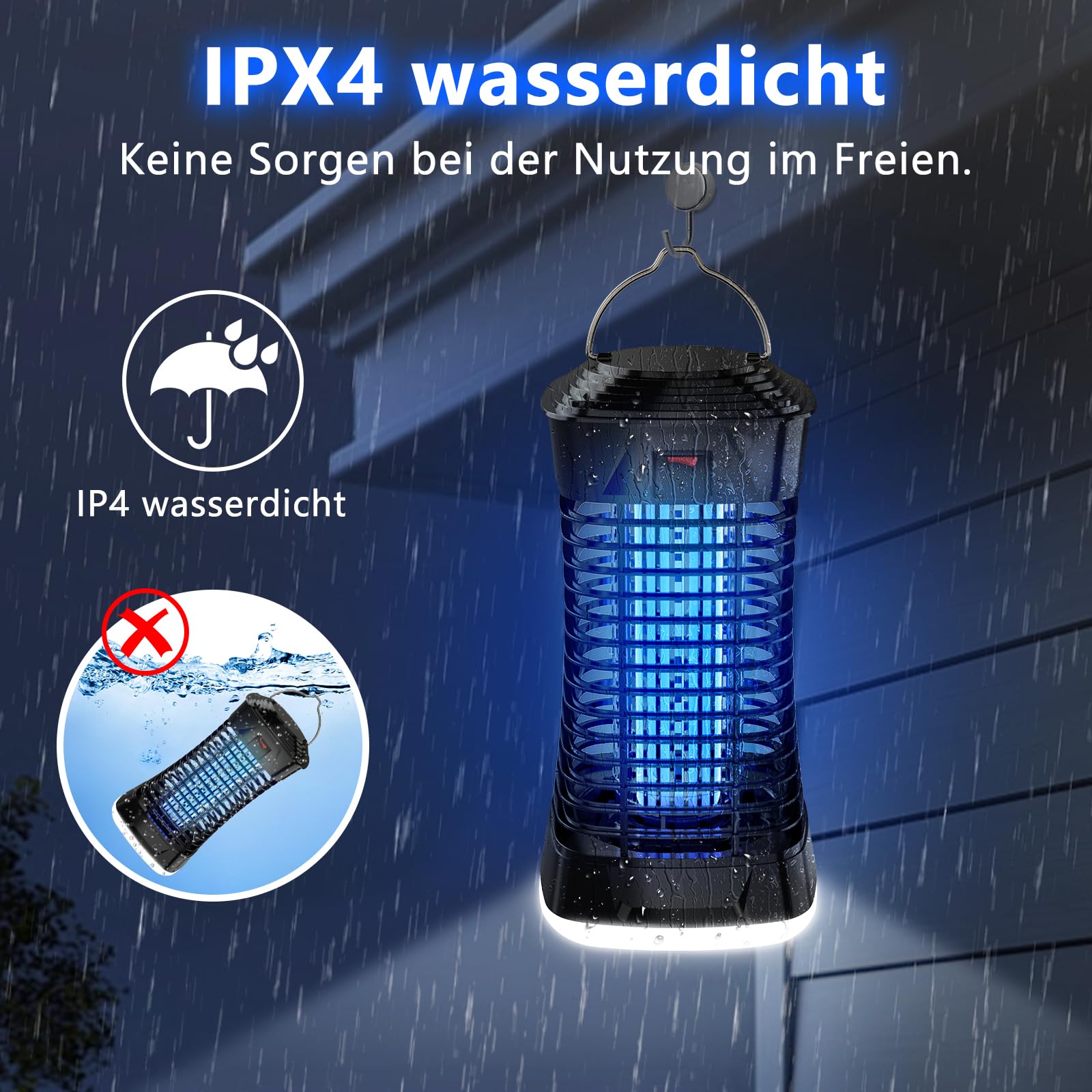 Loowoko Mückenlampe 4200V, Effektiver Mückenschutz, Elektrische Mückenfalle mit Lampe, Chemiefrei, Leise, Sicher für Kinder und Haustiere, Mückenvernichter für Innen & Überdachte Außenbereiche