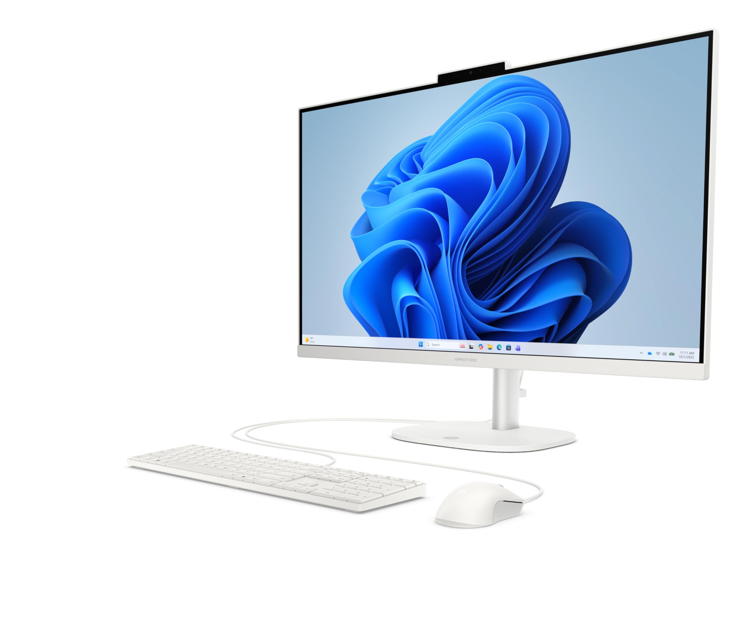 HP OmniStudio 27-cv0205ng All-in-One KI PC, 27 Zoll Entspiegeltes IPS Display, AMD Ryzen 5, 16 GB LPDDR5, 1 TB SSD, AMD Radeon Grafik, Windows 11 Home, QWERTZ Tastatur, Cotton White