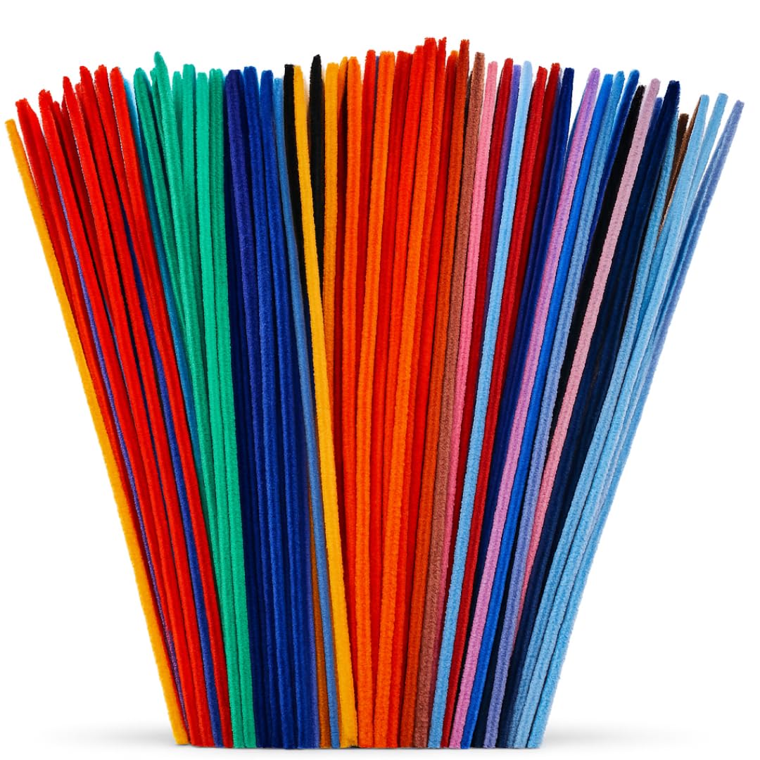 Springboard Luxury Cotton Pipe Cleaners 30cm (250 Pack), Soft Coloured Chenille Stems for Kids Art, EYFS Classroom Crafts & Modelling