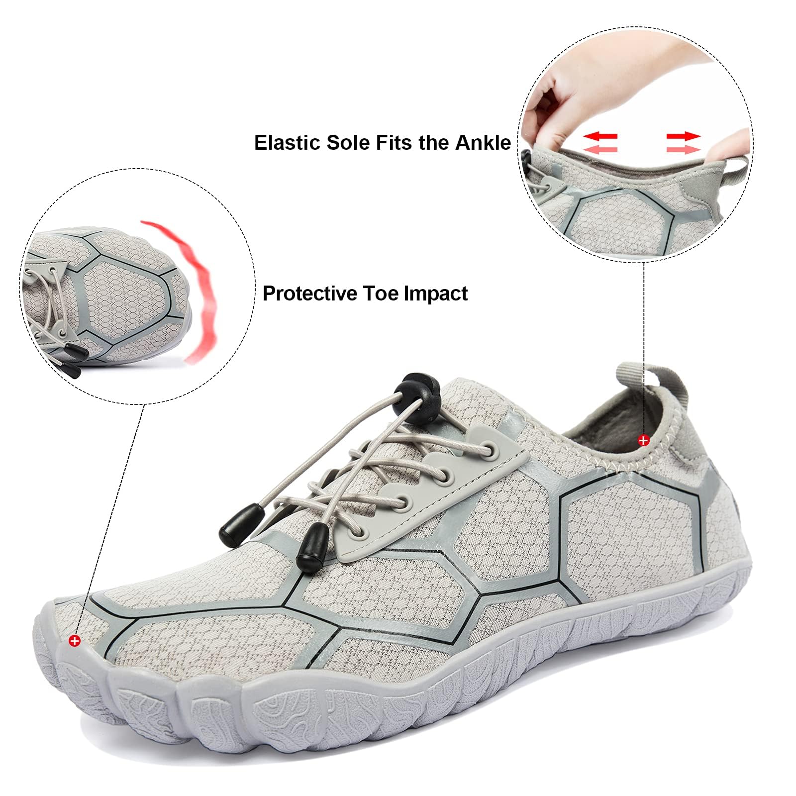 WOTTE Scarpe da acqua da uomo, ad asciugatura rapida, leggere, traspiranti, per la spiaggia, pesca, yoga, immersioni, surf, taglia 40-50