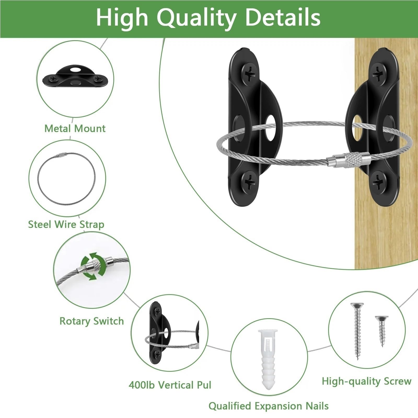 Fijación de muebles, Anclajes for muebles blancos, 10 unidades, correas de seguridad