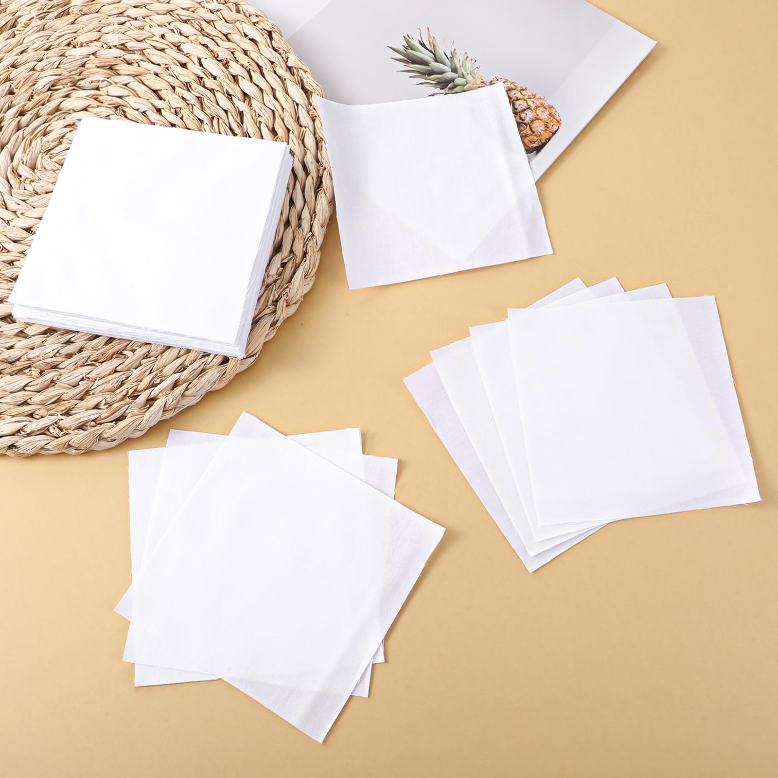 100 Pcs 5-inch Cotton Fabric Squares, Precut Quilting Squares Charm Packs Solids White, 5″ Precut Cotton Fabric Square for Beginners DIY Sewing Embroidery Patchwork Scrapbooking Craft — view 7