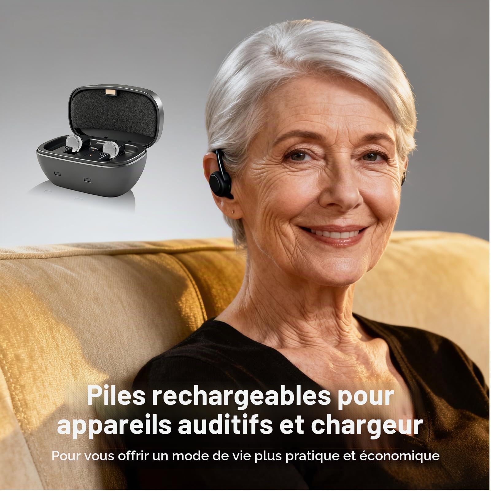 Chargeur pour appareil auditif P13 amélioré et kit de piles rechargeables, lot de 4 piles rechargeables résistantes aux fuites 28 mAh pour appareils auditifs avec chargeur de batterie (4 batteries +