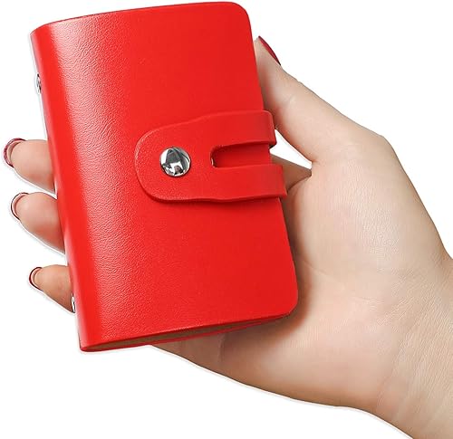 Soporte para tarjetas de crédito RFID, organizador de tarjetas de visita de cuero con 26 ranuras para tarjetas, protector de tarjetas de crédito