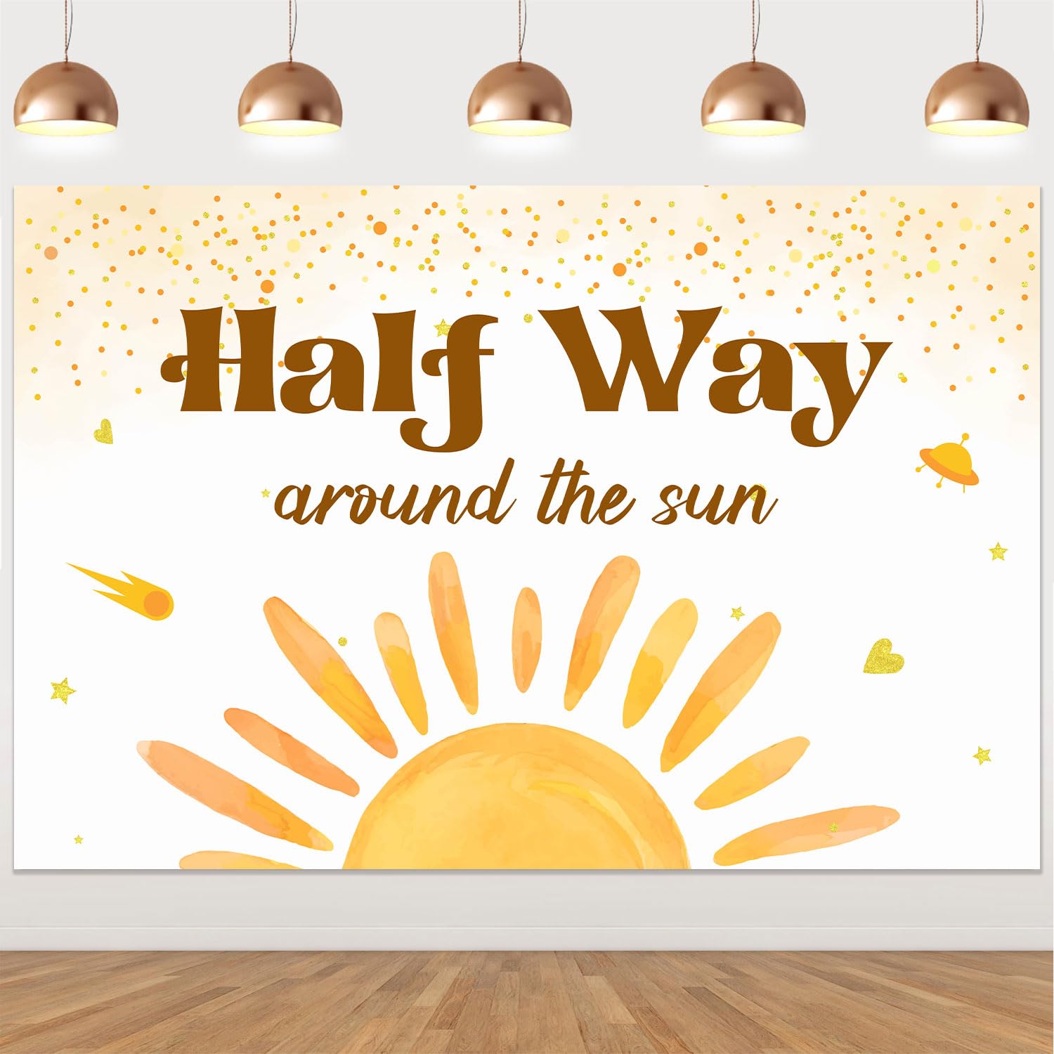 Half Way Around the Sun Backdrop Boho Six Months Photo Backdrop Boho Sun Six Months Birthday Decorations Sun Theme 1/2 Way to One Girl Boy Decorations