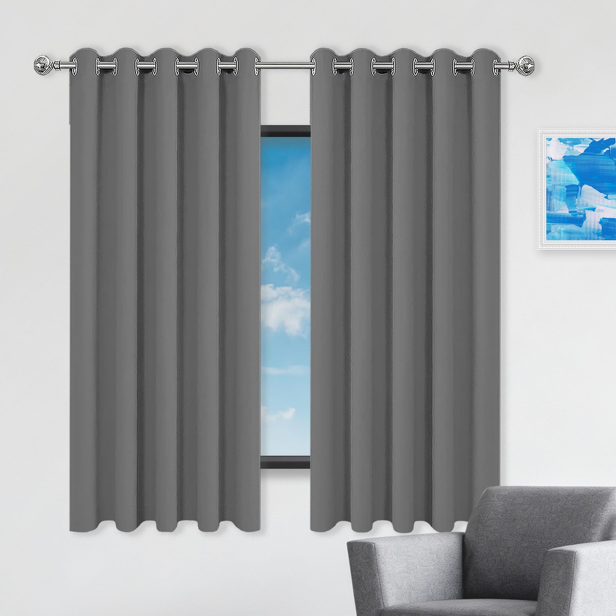 Rideau occultant 100% occultation lumière tissu épais gris foncé 380 x 200 cm pour chambre