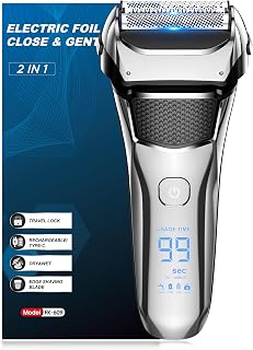 Afeitadoras para hombres, afeitadora de aluminio con hoja flotante, maquinilla de afeitar eléctrica 100% impermeable para hombres, recortadora de barba de precisión, afeitadora eléctrica recargable de