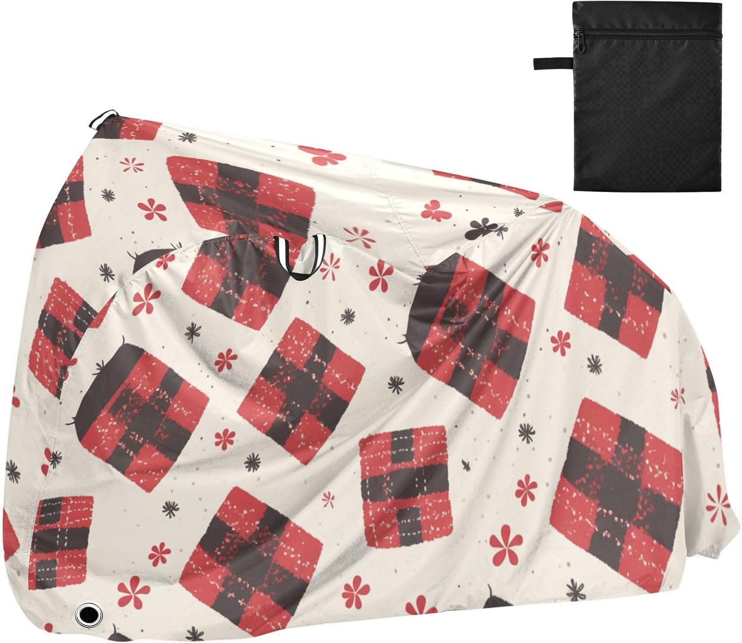 Buffalo Plaid Red Black Cover for Bike Waterproof Electric Bike Cover Bikes Storage