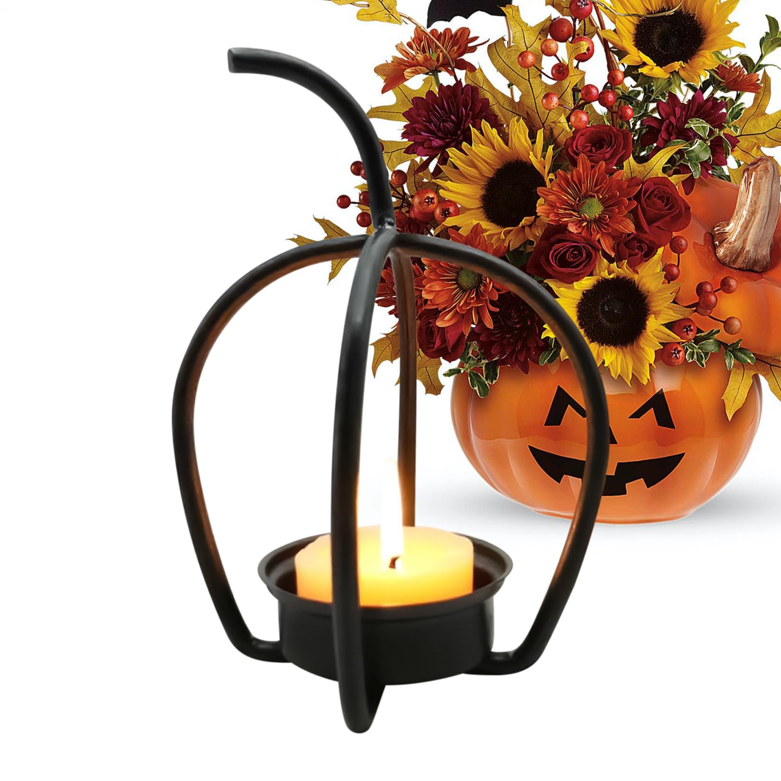 Photophore d'Halloween mignon et effrayant en acier ciselé 20cm