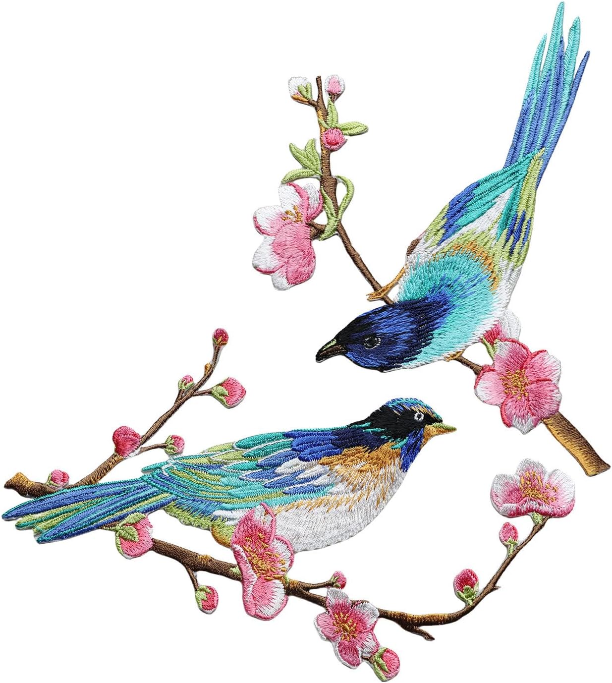 2Pcs/lot Flower Embroidered Birds Patches Iron On Appliques for Coat Jeans Dress Cute Accessories Decoration