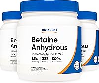 Vista 1 de Nutricost Betaína Anhidra Trimetilglicina (TMG) Polvo 500G (3 Botellas)