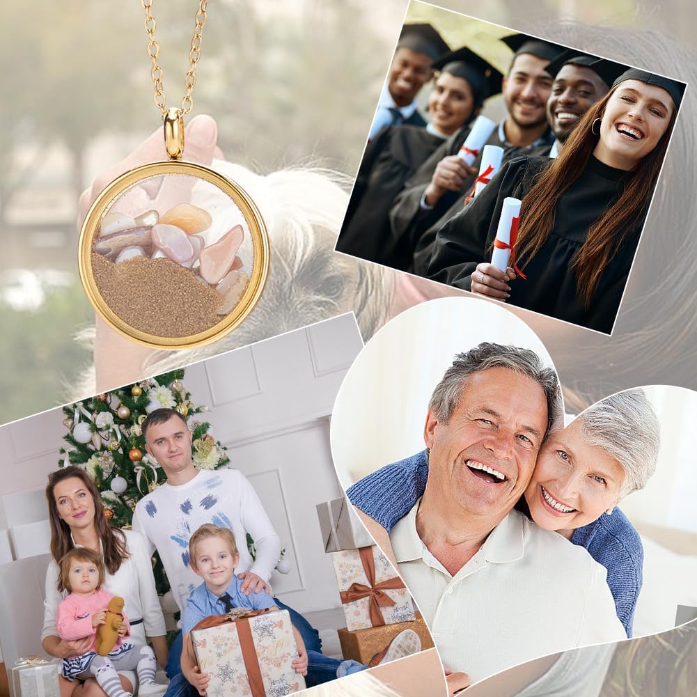 UNICRAFTALE 3 Sets Real 18K Gold Plated Memory Locket Charm Stainless Steel Flat Round DIY Picture Photo Necklace Making Kit Crystal Locket Pendants Glass Floating Charm for Jewelry Making - Image 5