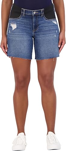 Savi Parker Pantalones cortos de maternidad para mujer debajo del vientre con banda elástica insertada, bermudas de maternidad casuales de verano,