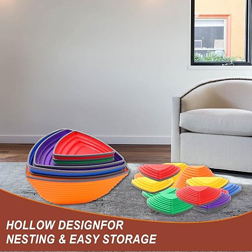 Miniatura 5 de Fanboxk 15 piedras de salto de equilibrio para niños, juego en interiores o exteriores, carrera de obstáculos para niños pequeños, que promueve la