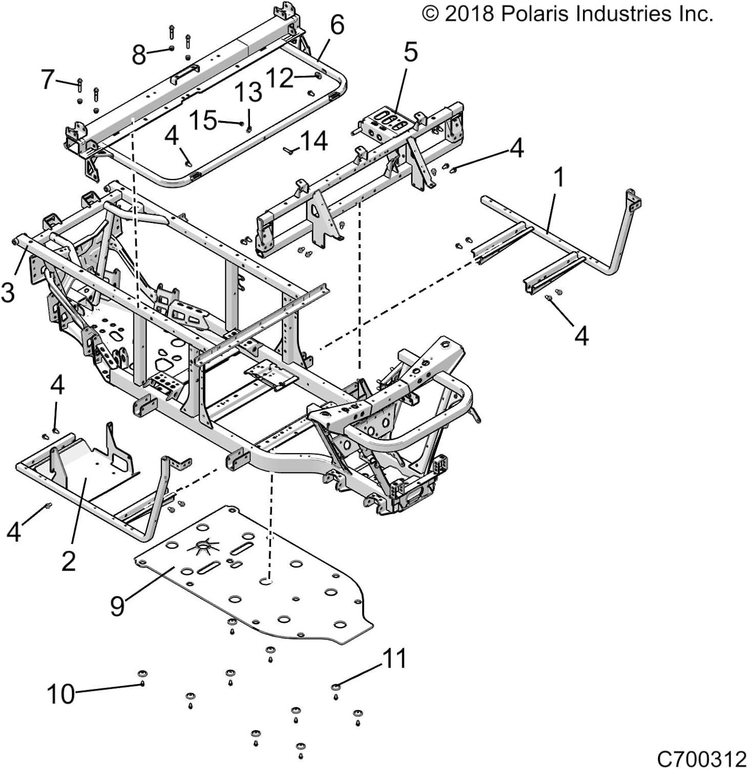 Polaris Ranger Skid Plate, Genuine OEM Part 5450136, Qty 1