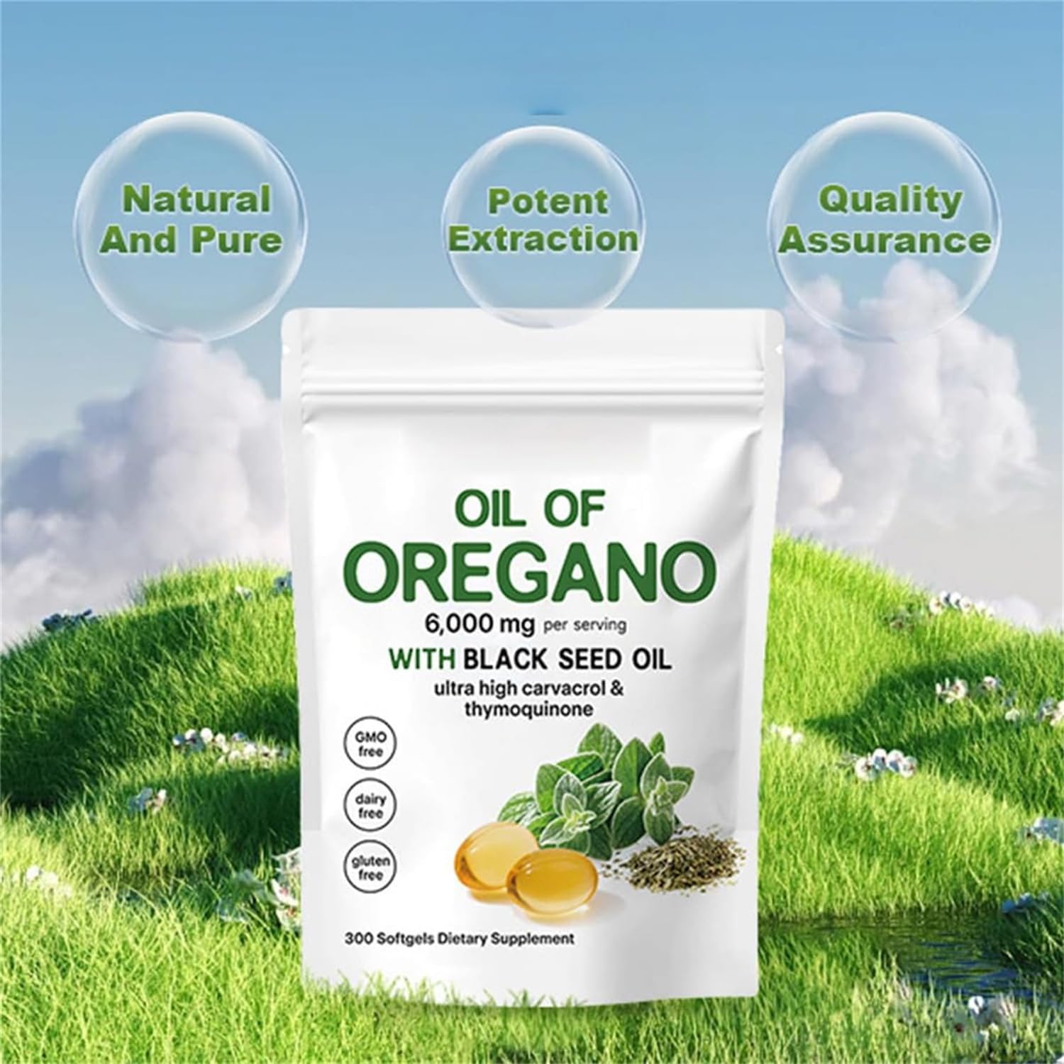 Resilia Oil of Origano Softgels, Resilia Oil of Origano con 6000 mg di olio di semi neri, capsule di integratore di origano, non OGM, immunità naturalmente, ricco di nutrienti, esperienza di benessere